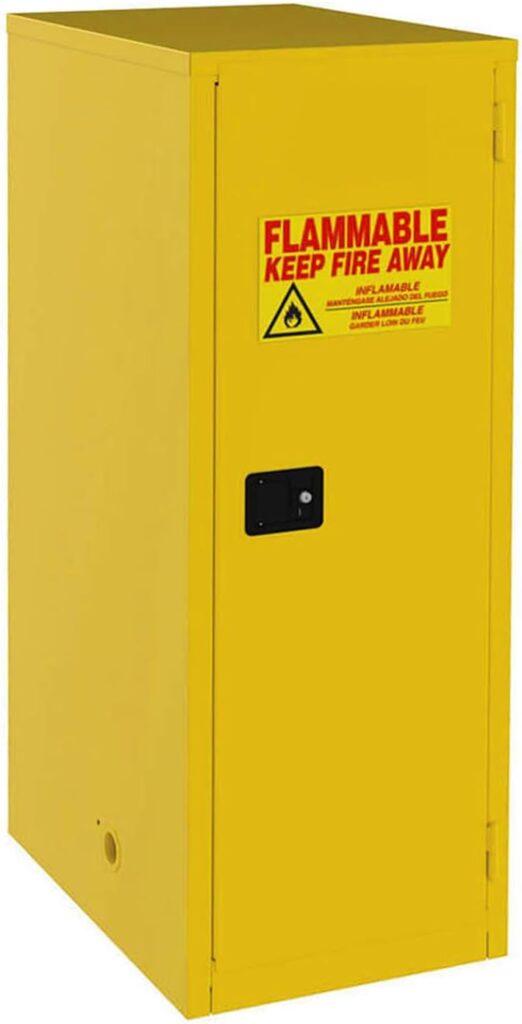 MDEOOSKY 16Ga Flammable Cabinet, Galvanized Steel Flammable Safety Cabinet, Yellow Flammable Welded Bin Fireproof, 18 x 18 x 35.4 inches, 16 Gallon