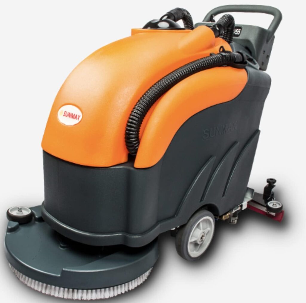 Sunmax Floor Scrubber, 22 Brush, Corded, 22ft Cable Length, 200 RPM, 31 Squeegee Width.