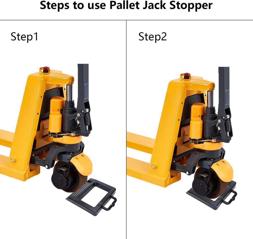 Homeon Wheels Pallet Jack Stopper Truck Chock Heavy Duty Pallet Jack Chock 14.2 Length x 11.6 Width x 2 Height 2 Pack (Black) and One T Level