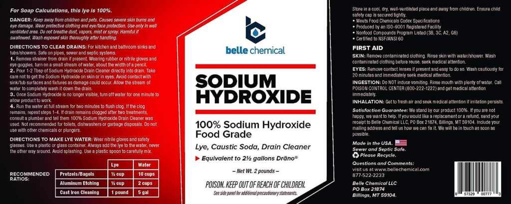 Sodium Hydroxide - Pure - Food Grade (Caustic Soda, Lye) (2 Pound Jar)