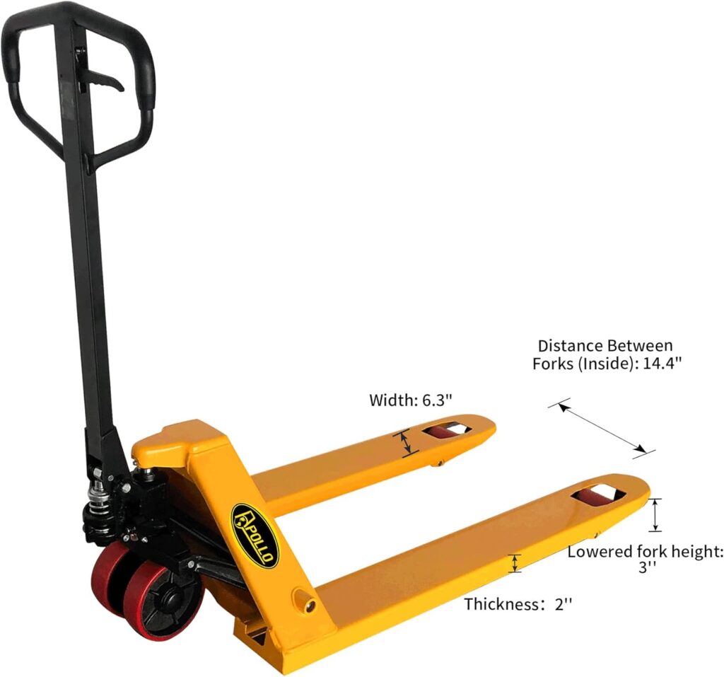 APOLLO Manual Pallet Jack 5500lbs Capacity Integrated Pump 7.3 Lifting Hieght Hand Pallet Truck 27 W x 48 L Forks