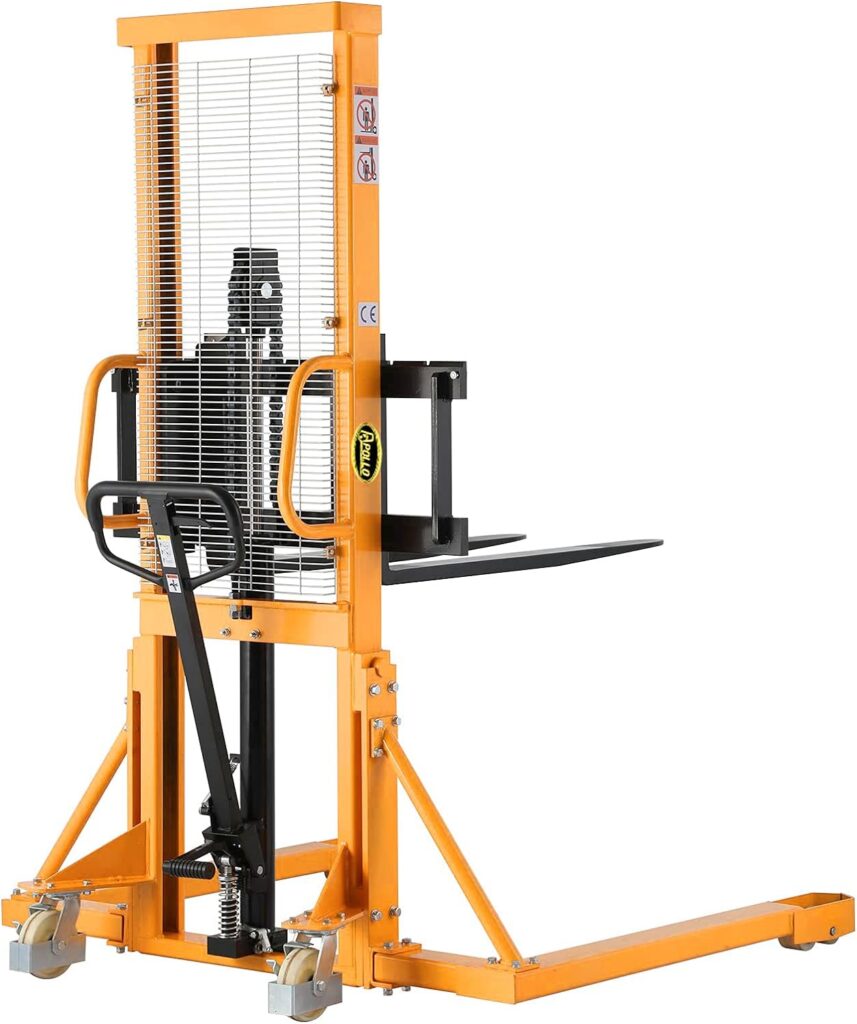 APOLLOLIFT Manual Pallet Stacker with Straddle Legs 2200lbs Capacity 63 Lift Height, Adjustable Forks