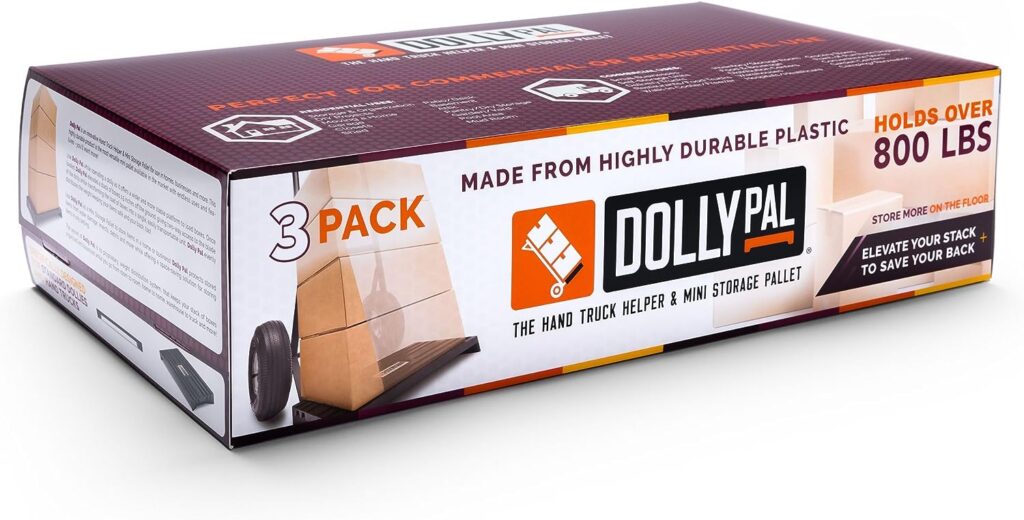 Dolly Pal Hand Truck Helper and Mini Storage Pallet 18 x 10 x 1.5 (3-Pack Box)