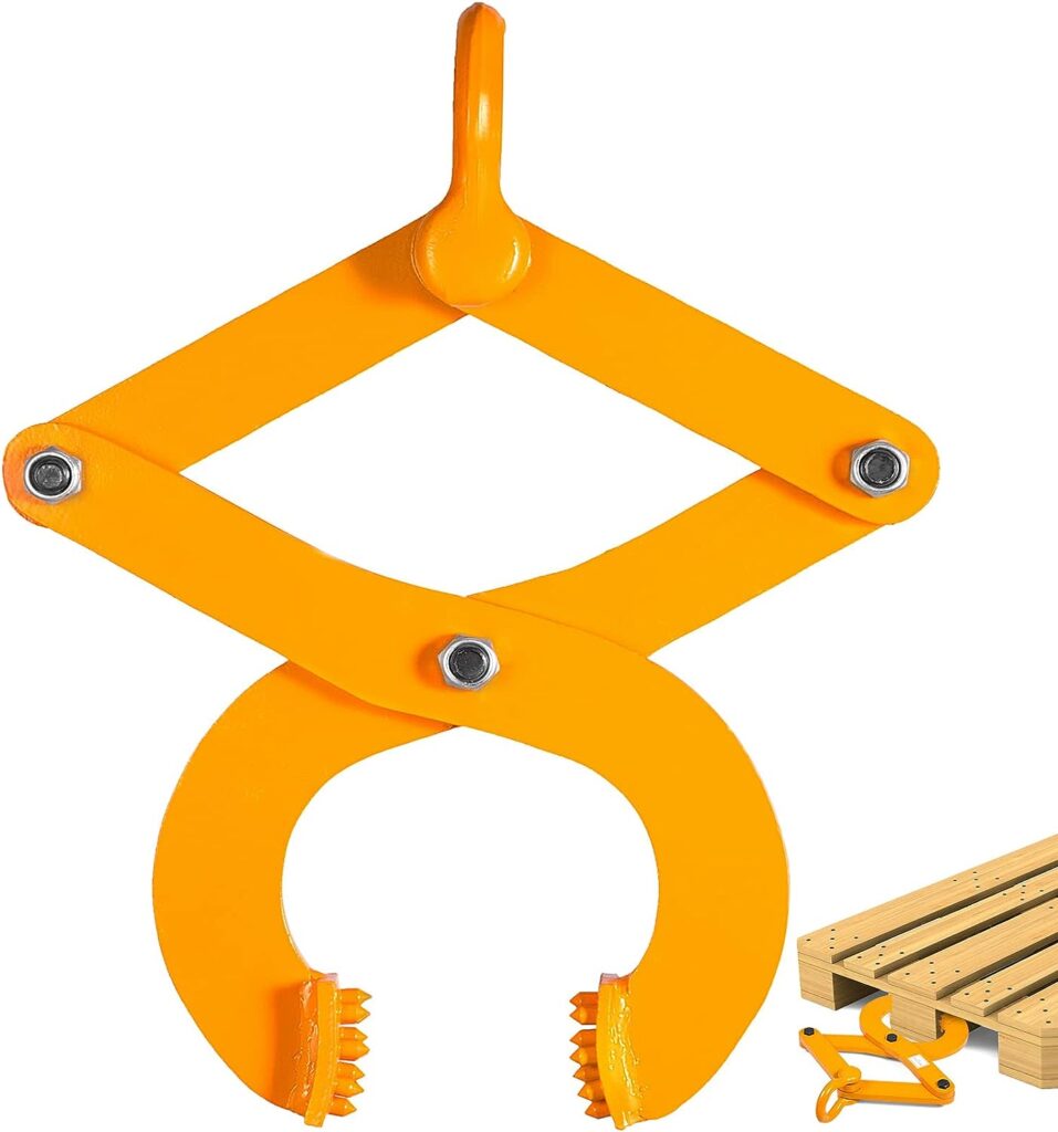 VEVOR Pallet Puller, 1T/2205 LBS Heavy Duty Steel Single Scissor Yellow Clamp, 4.3 Inch Jaw Opening and 0.5 Inch Jaw Height, Hook Pulling Hoisting Tool for Forklift Chain, Yellow