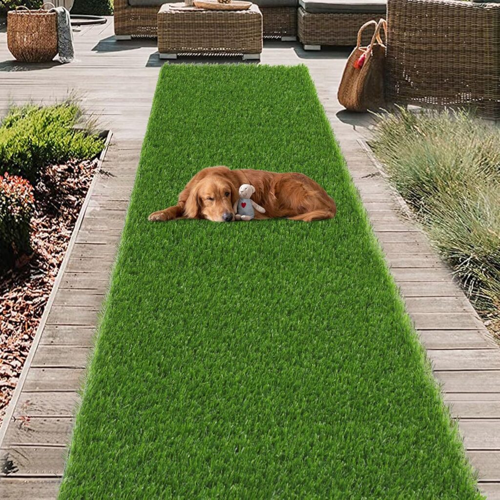 HEBE Artificial Turf Rug Grass Mat 2x8 Fake Grass Pad for Dogs High Pile Grass Rug Pee Pad with Drainage Holes Reusable Grass Turf Mat for Dog Potty Training Indoor Outdoor