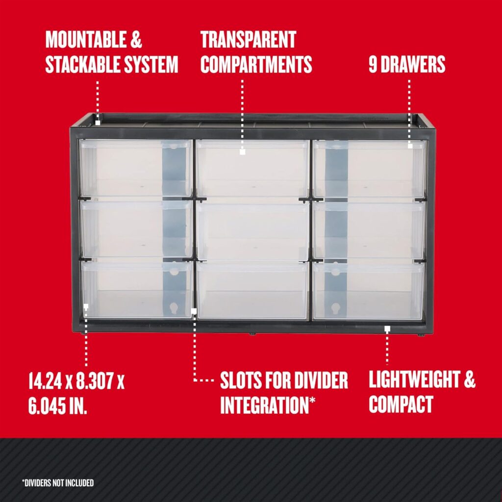 Craftsman Plastic Storage Organizer Bin System, 9 Compartment, Modular, Home Office