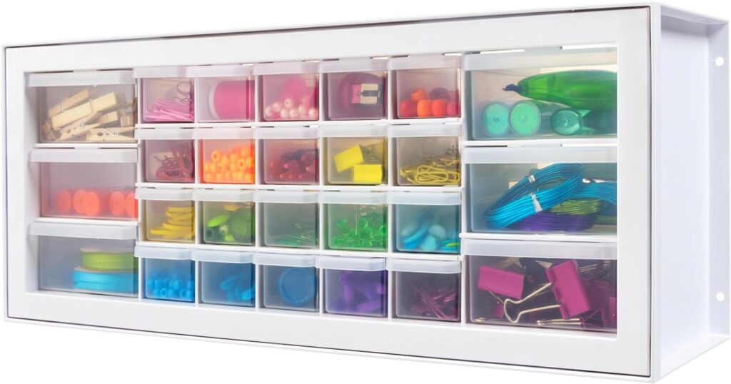 IRIS USA Tool Box Organizer, Sewing Cabinet, Teacher Toolbox, Craft Cabinet Storage, 26 Drawer Parts Cabinet, Tool Organizer, Art Storage Cabinets, Screw, Small Parts, Scrapbook Art Hobby - White