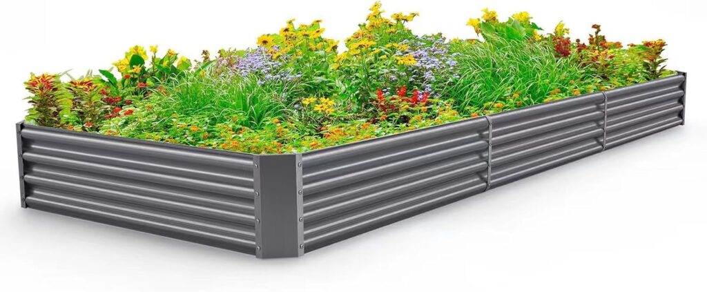 Land Guard 6×3×1ft Galvanized Raised Garden Bed Kit for Vegetables, Galvanized Large Metal Planter Raised Garden Boxes Outdoor(Modern Grey)…