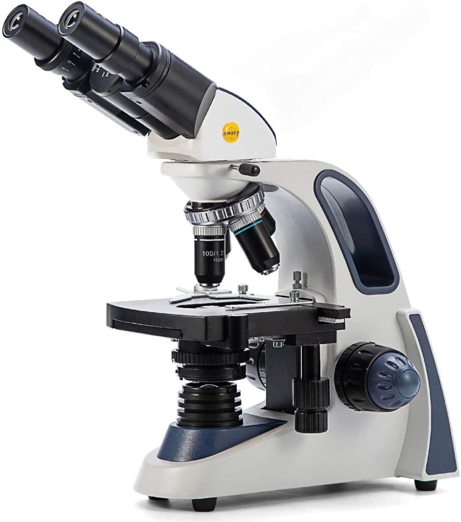 SWIFT SW380B 40X-2500X Magnification, Siedentopf Head, Research-Grade Binocular Compound Lab Microscope with Wide-Field 10X and 25X Eyepieces, Mechanical Stage, Ultra-Precise Focusing